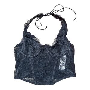 PacSun L.A.HEaRTS Black Elegant Lace Halter Top Corset Size S NWT